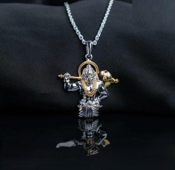 Jai Hanuman Gold-Silver Pendant with Chain